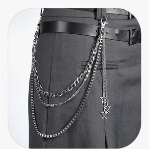 Star Tassel Pants Chain Silver Gothic Grunge Wallet Jean Chain Y2K Punk HipHop